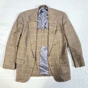 Southwick Norton Ditto Blazer Jacket Mens 42 Beige Black Houndstooth Plaid Lined